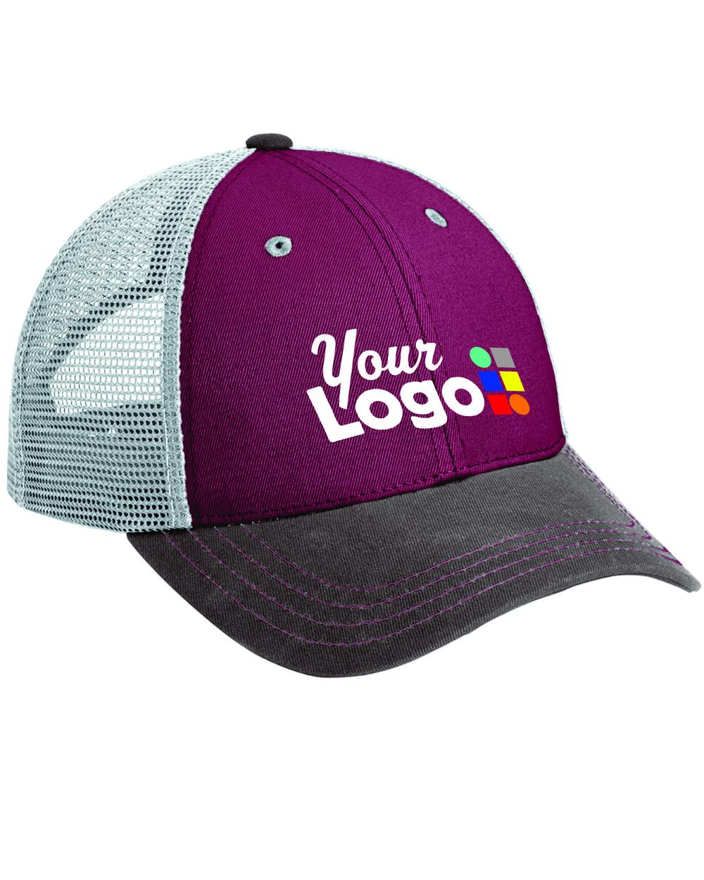 District Tri-Tone MeshBack Custom Cap, color: Maroon/Charcoal/Grey