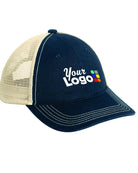 District Super Soft MeshBack Custom Cap, color: New Navy/Stone