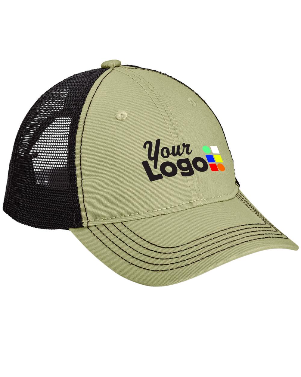 District Super Soft MeshBack Custom Cap, color: Khaki/Chocolate Brown