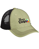 District Super Soft MeshBack Custom Cap, color: Khaki/Chocolate Brown