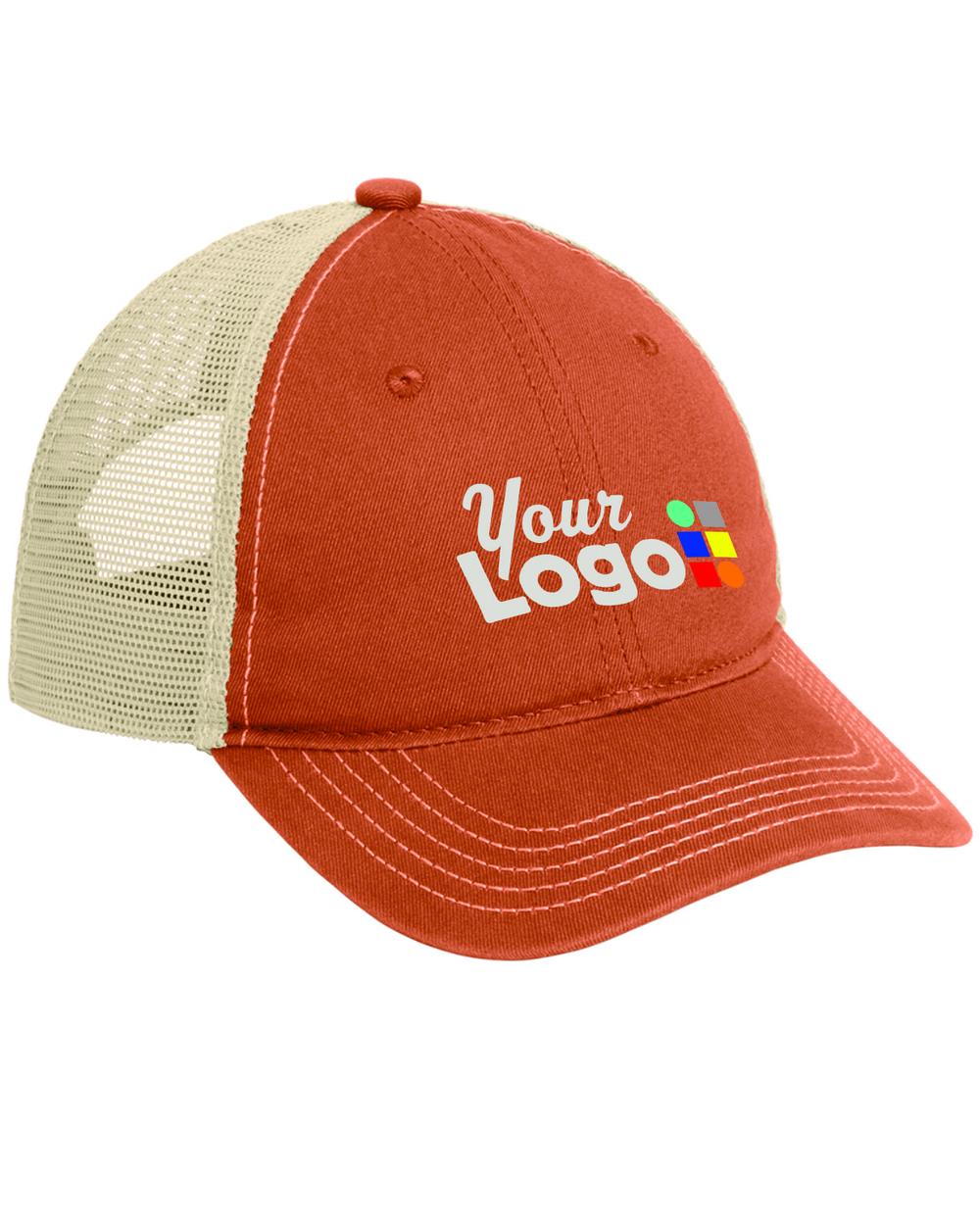 District Super Soft MeshBack Custom Cap, color: Burnt Orange/Stone