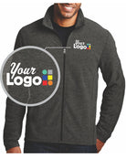 Port Authority Heather Microfleece Custom Jacket, color: Black Charcoal Heather