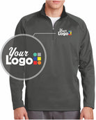 Sport-Tek Sport-Wick Fleece 1/4 Zip Custom Pullover, color: Dark Smoke Grey/Black
