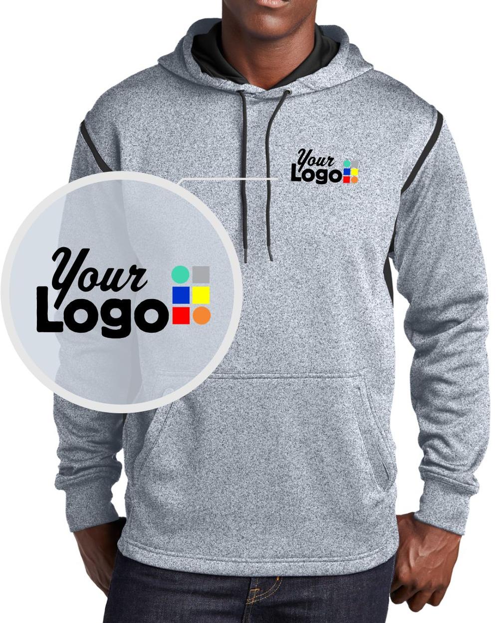 Sport-Tek Tech Fleece Custom Hoodie, color: Grey Heather/Black