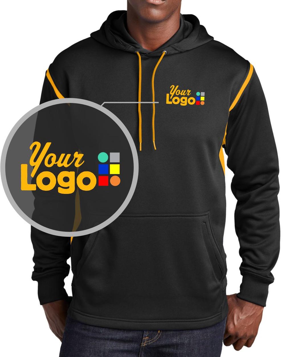 Sport-Tek Tech Fleece Custom Hoodie, color: Black/Gold
