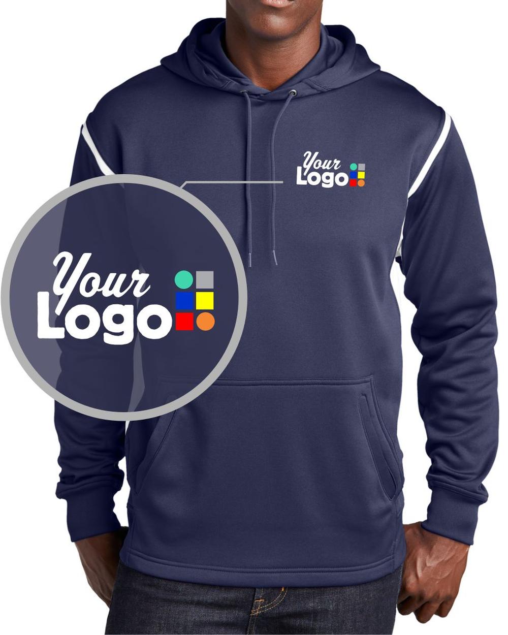 Sport-Tek Tech Fleece Custom Hoodie, color: True Navy/White