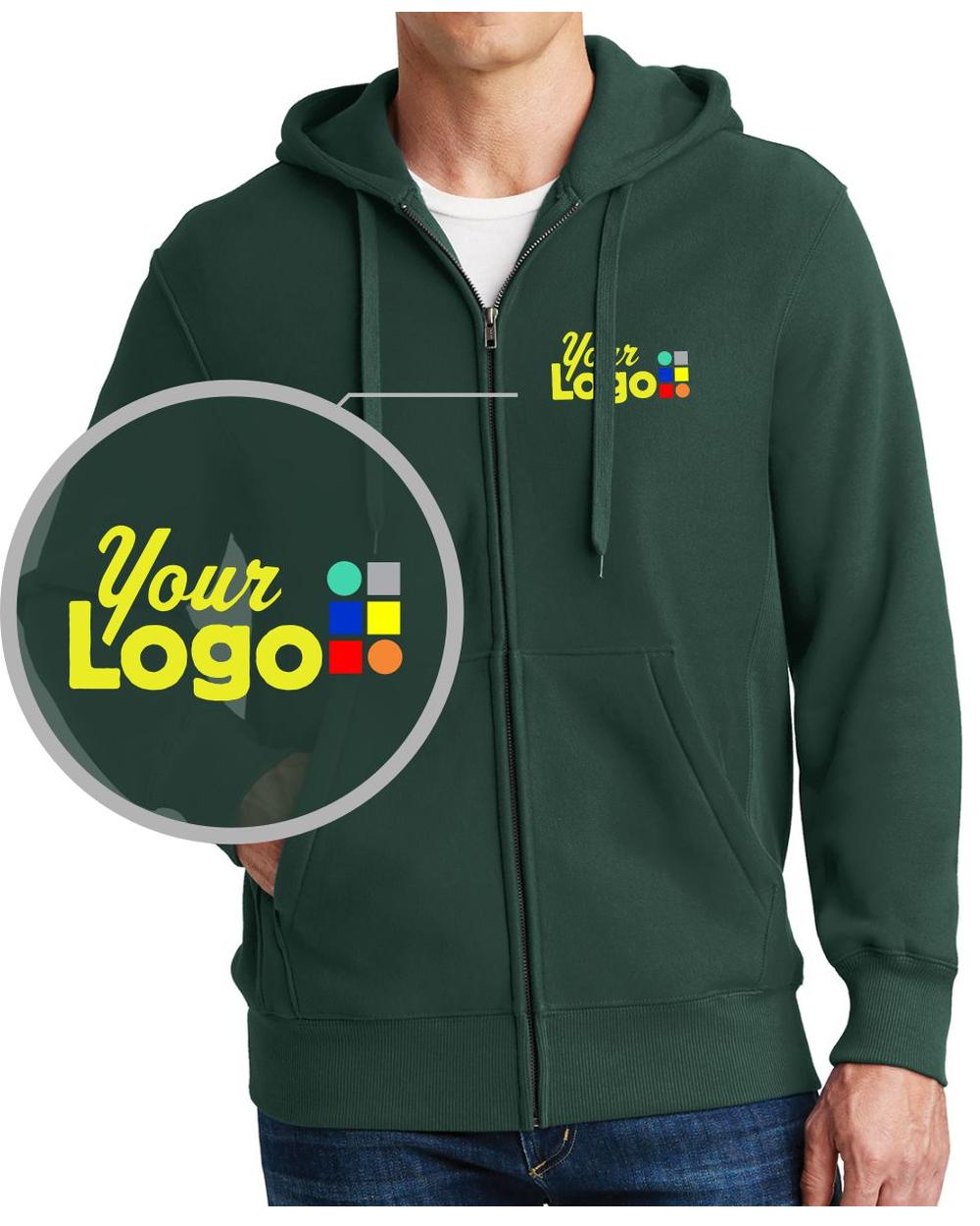 Sport-Tek Super HeavyWeight Full-Zip Custom Hoodie, color: Dark Green