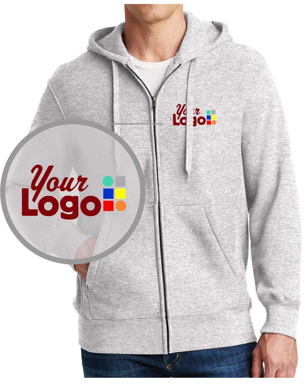 Sport-Tek Super HeavyWeight Full-Zip Custom Hoodie, color: Athletic Heather