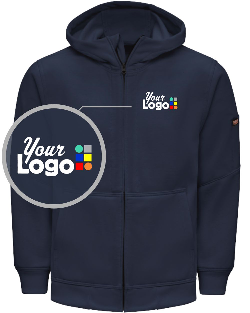 RedKap Performance Full-Zip Work Custom Hoodie, color: Navy