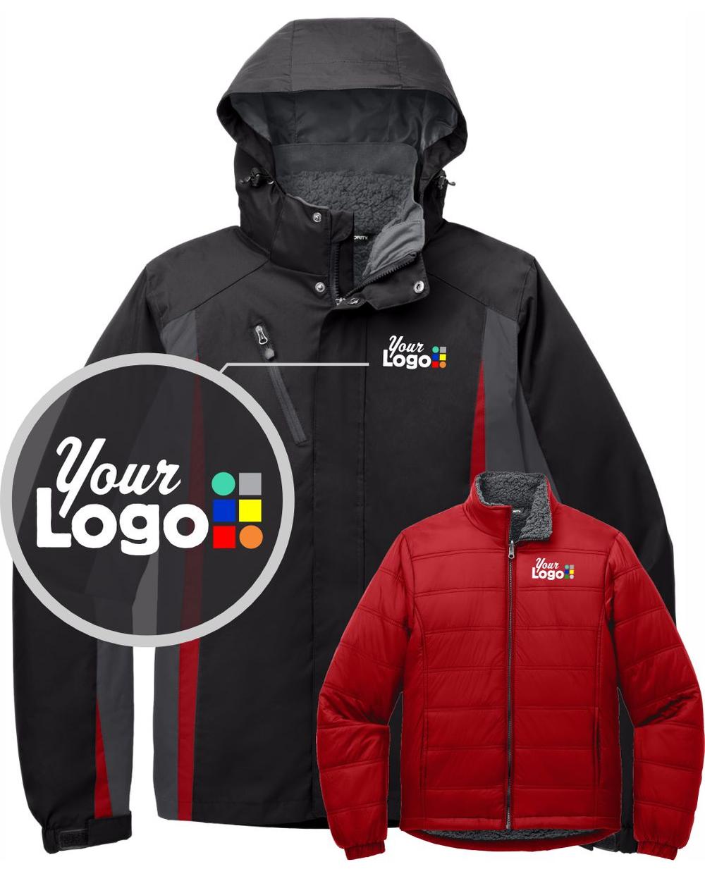 Port Authority ColorBlock 3-in-1 Custom Jacket, color: Black/Magnet Grey/Signal Red