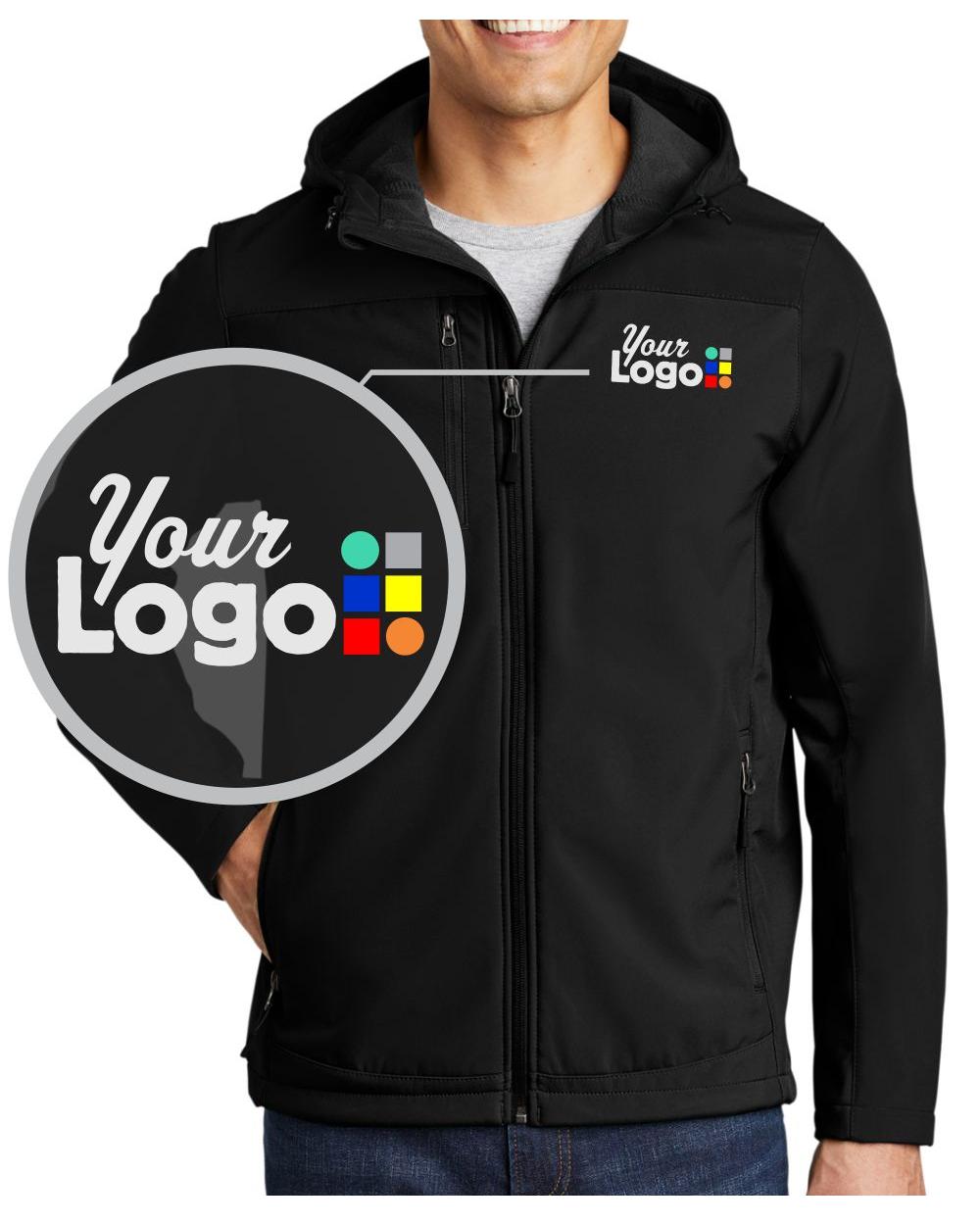 Port Authority Hooded Core Soft Shell Custom Jacket, color: Black