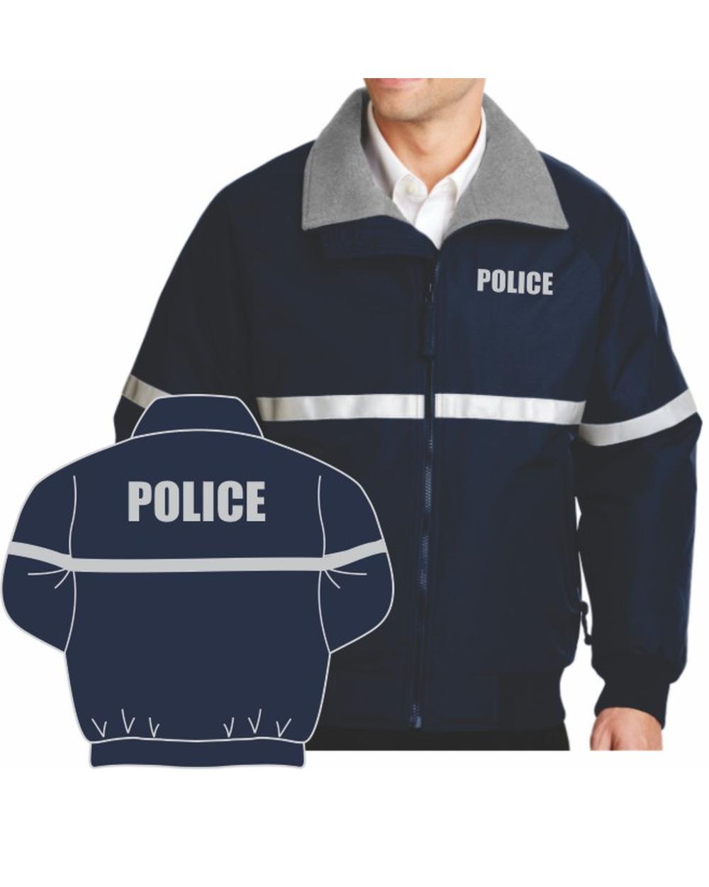 Port Authority Challenger Police Titled Jacket, color: Navy/Reflective Grey