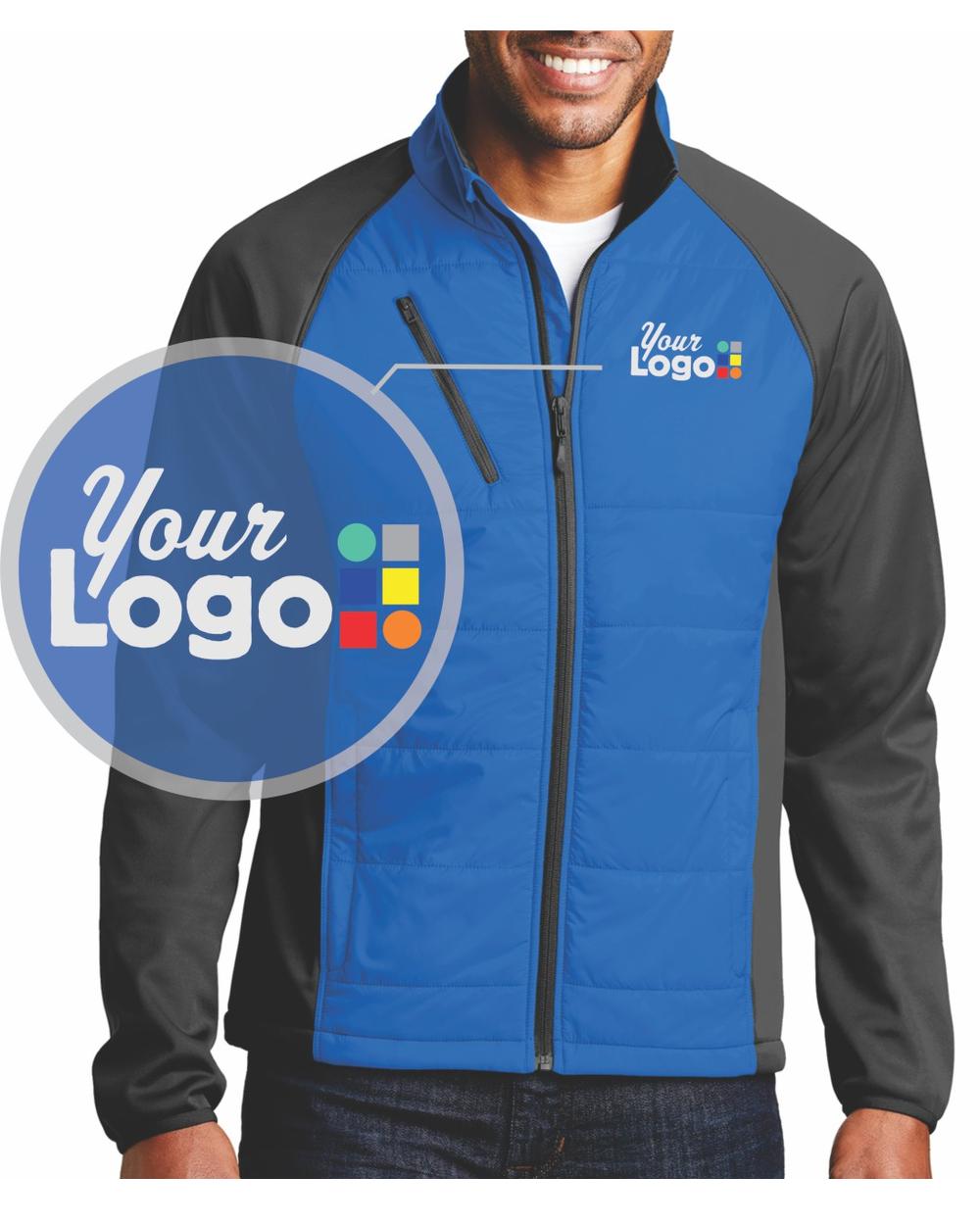 Port Authority Hybrid Soft-Shell Custom Jacket, color: Skydiver Blue/Grey Steel