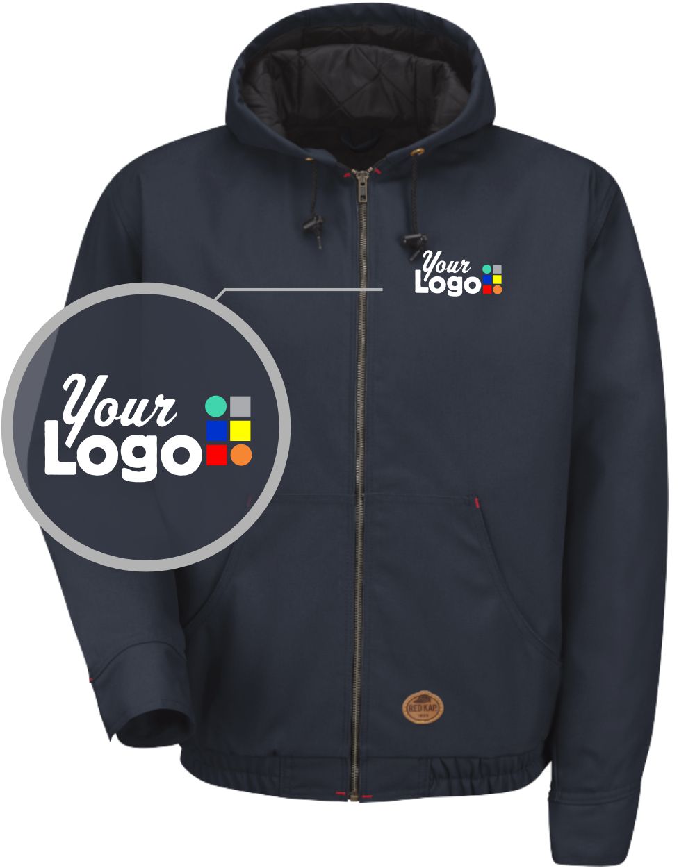 RedKap Blended Duck Hooded Work Custom Jacket, color: Navy Duck