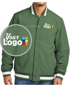 Sport-Tek Insulated Varsity Custom Jacket, color: Forest Green