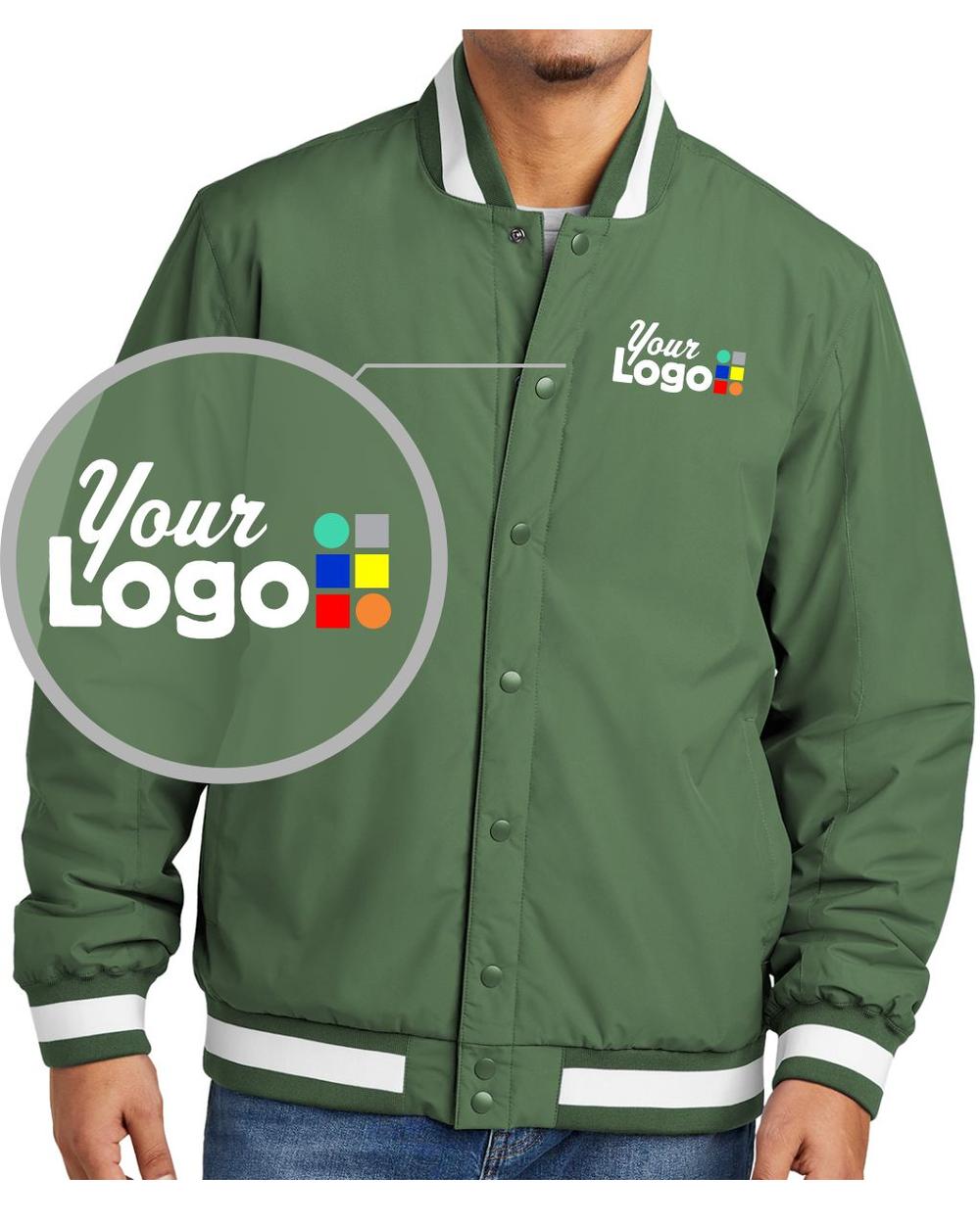 Sport-Tek Insulated Varsity Custom Jacket, color: Forest Green