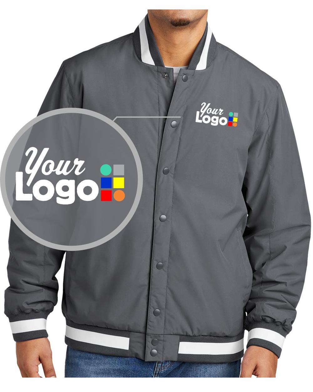 Sport-Tek Insulated Varsity Custom Jacket, color: Graphite