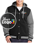 Sport-Tek Insulated Letterman Custom Jacket, color: Black/Vintage Heather