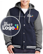 Sport-Tek Insulated Letterman Custom Jacket, color: True Navy/Vintage Heather