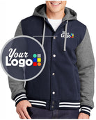 Sport-Tek Insulated Letterman Custom Jacket, color: True Navy/Vintage Heather