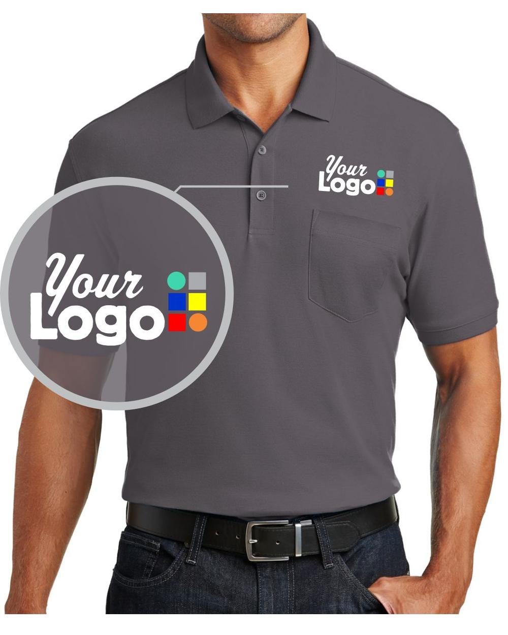 Port Authority S/S Core Classic Pique Pocket Custom Golf Shirt, color: Graphite