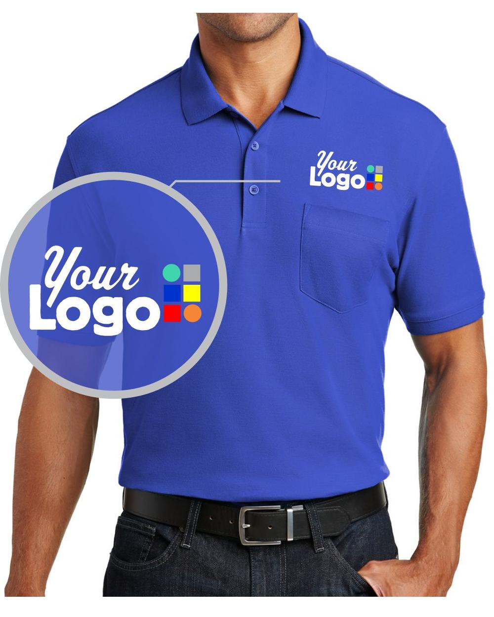 Port Authority S/S Core Classic Pique Pocket Custom Golf Shirt, color: True Royal