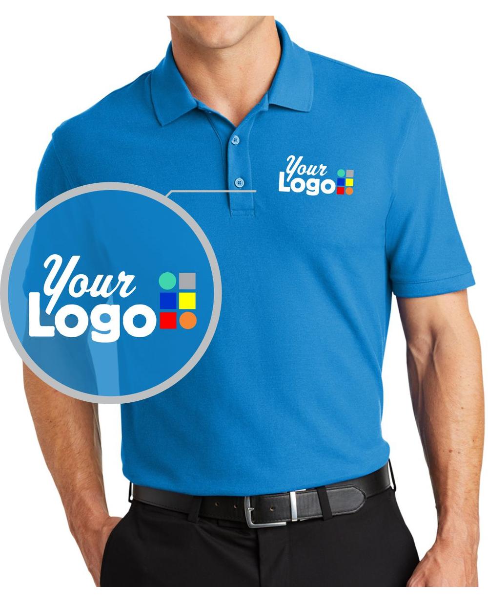 Port Authority S/S Core Classic Pique Custom Golf Shirt, color: Coastal Blue