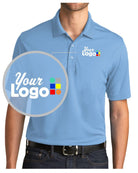 Port Authority S/S DryZone UV MicroMesh Custom Golf Shirt, color: Carolina Blue