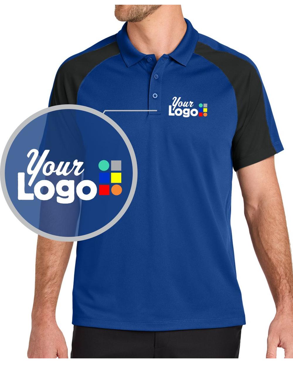 Port Authority S/S Wearever Performance Pique ColorBlock Custom Golf Shirt, color: True Royal/Black