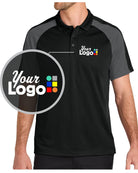 Port Authority S/S Wearever Performance Pique ColorBlock Custom Golf Shirt, color: Deep Black/Storm Grey