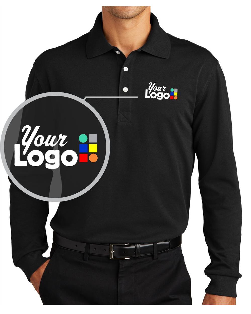 Port Authority L/S Rapid Dry Custom Golf Shirt, color: Jet Black