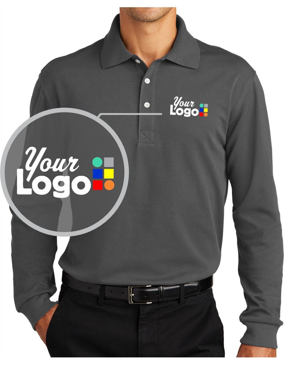 Port Authority L/S Rapid Dry Custom Golf Shirt, color: Charcoal