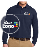 Port Authority L/S Silk-Touch Custom Golf Shirt, color: Navy