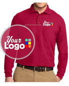 Port Authority L/S Silk-Touch Custom Golf Shirt, color: Red