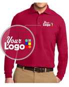 Port Authority L/S Silk-Touch Custom Golf Shirt, color: Red