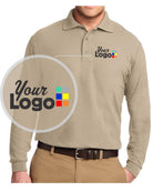 Port Authority L/S Silk-Touch Custom Golf Shirt, color: Stone