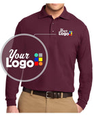 Port Authority L/S Silk-Touch Custom Golf Shirt, color: Burgundy