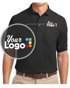 Port Authority S/S Silk-Touch Pocket Custom Golf Shirt, color: Black