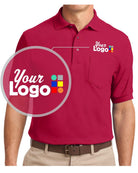 Port Authority S/S Silk-Touch Pocket Custom Golf Shirt, color: Red