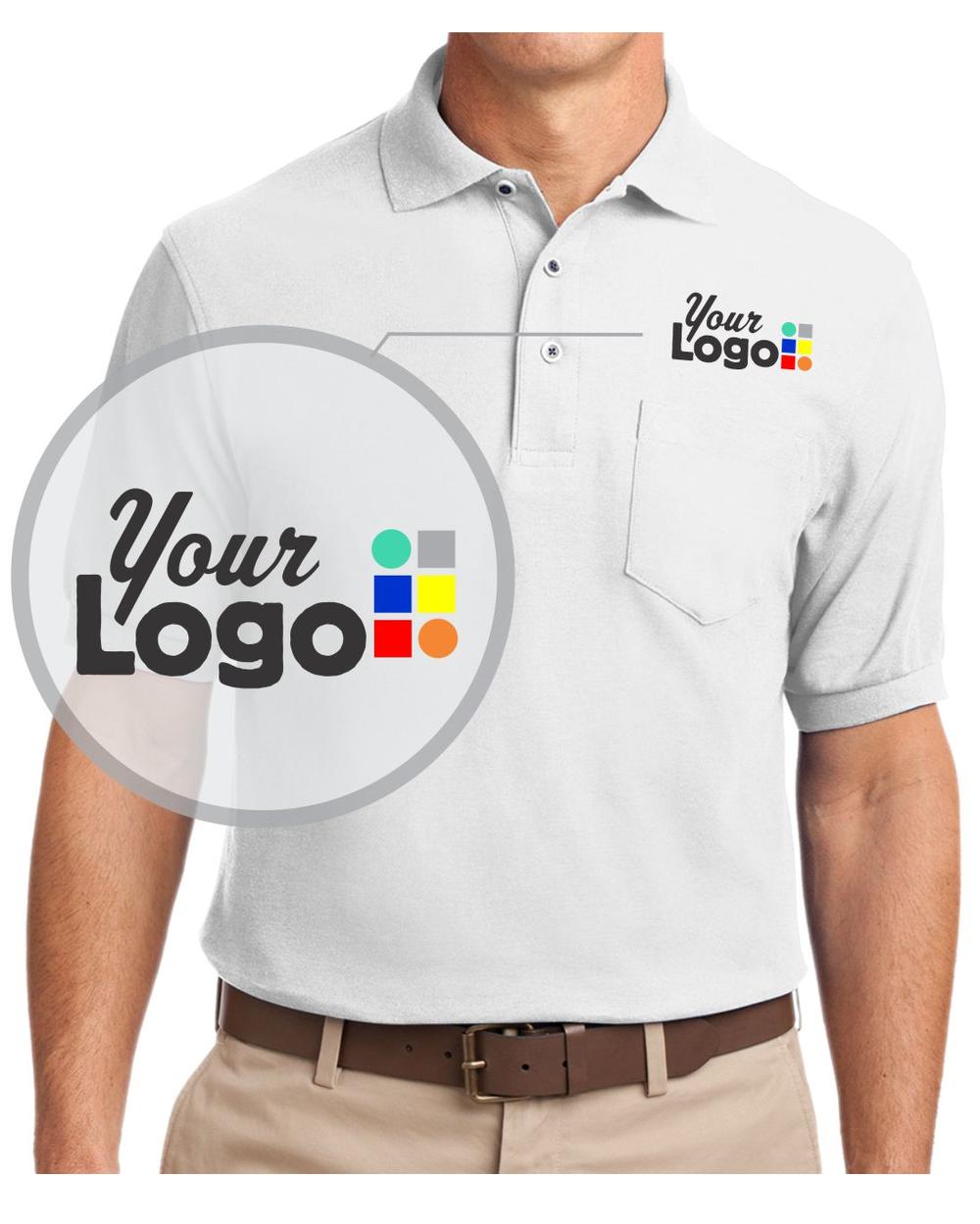 Port Authority S/S Silk-Touch Pocket Custom Golf Shirt, color: White