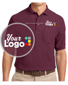 Port Authority S/S Silk-Touch Pocket Custom Golf Shirt, color: Burgundy