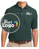 Port Authority S/S Silk-Touch Pocket Custom Golf Shirt, color: Dark Green
