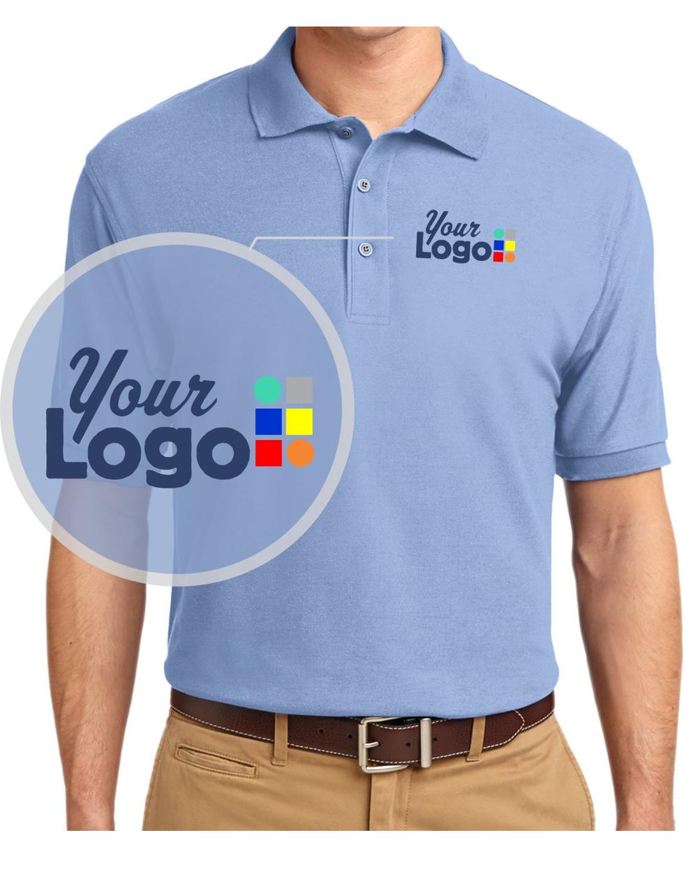 Port Authority S/S Silk-Touch Custom Golf Shirt, color: Light Blue