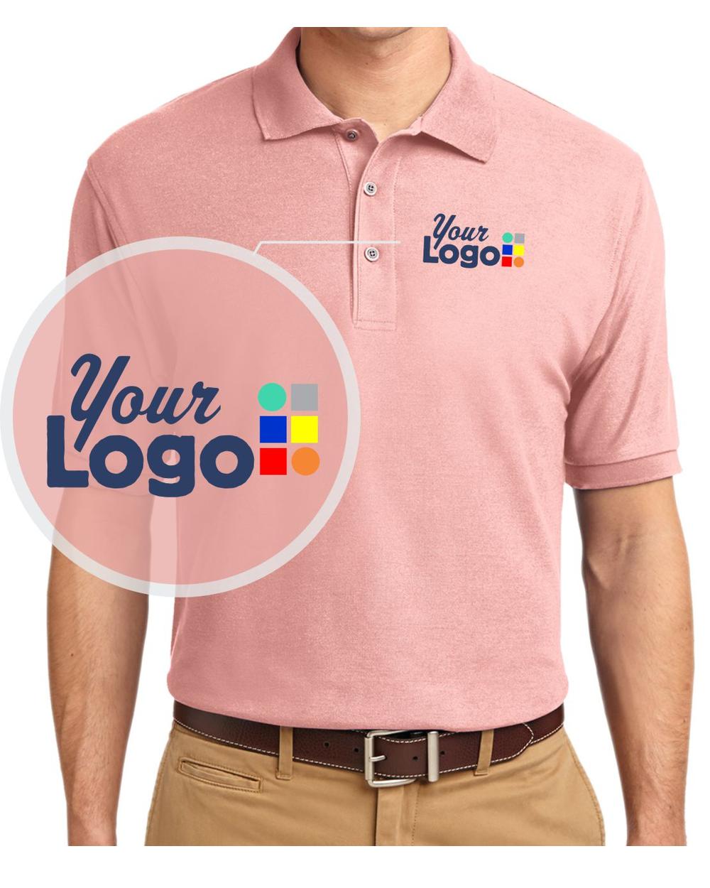 Port Authority S/S Silk-Touch Custom Golf Shirt, color: Light Pink