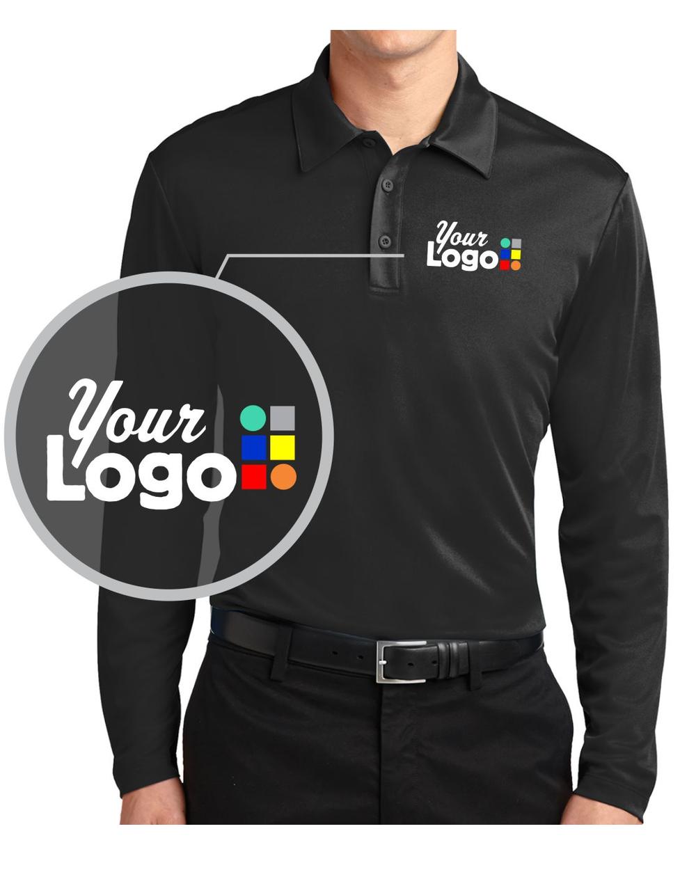 Port Authority L/S Silk Touch Performance Custom Golf Shirt, color: Black