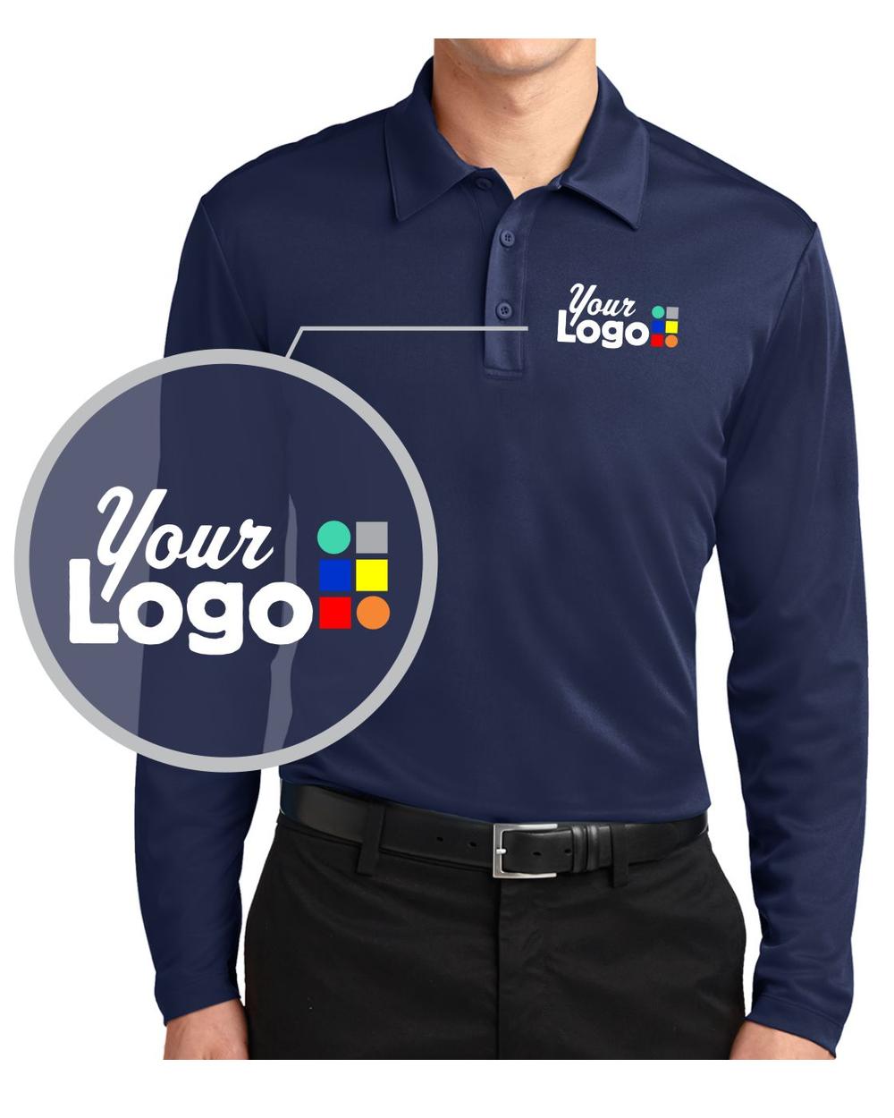 Port Authority L/S Silk Touch Custom Golf Shirt, color: Navy