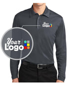 Port Authority L/S Silk Touch Performance Custom Golf Shirt, color: Steel Grey