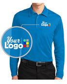 Port Authority L/S Silk Touch Performance Custom Golf Shirt, color: Brilliant Blue