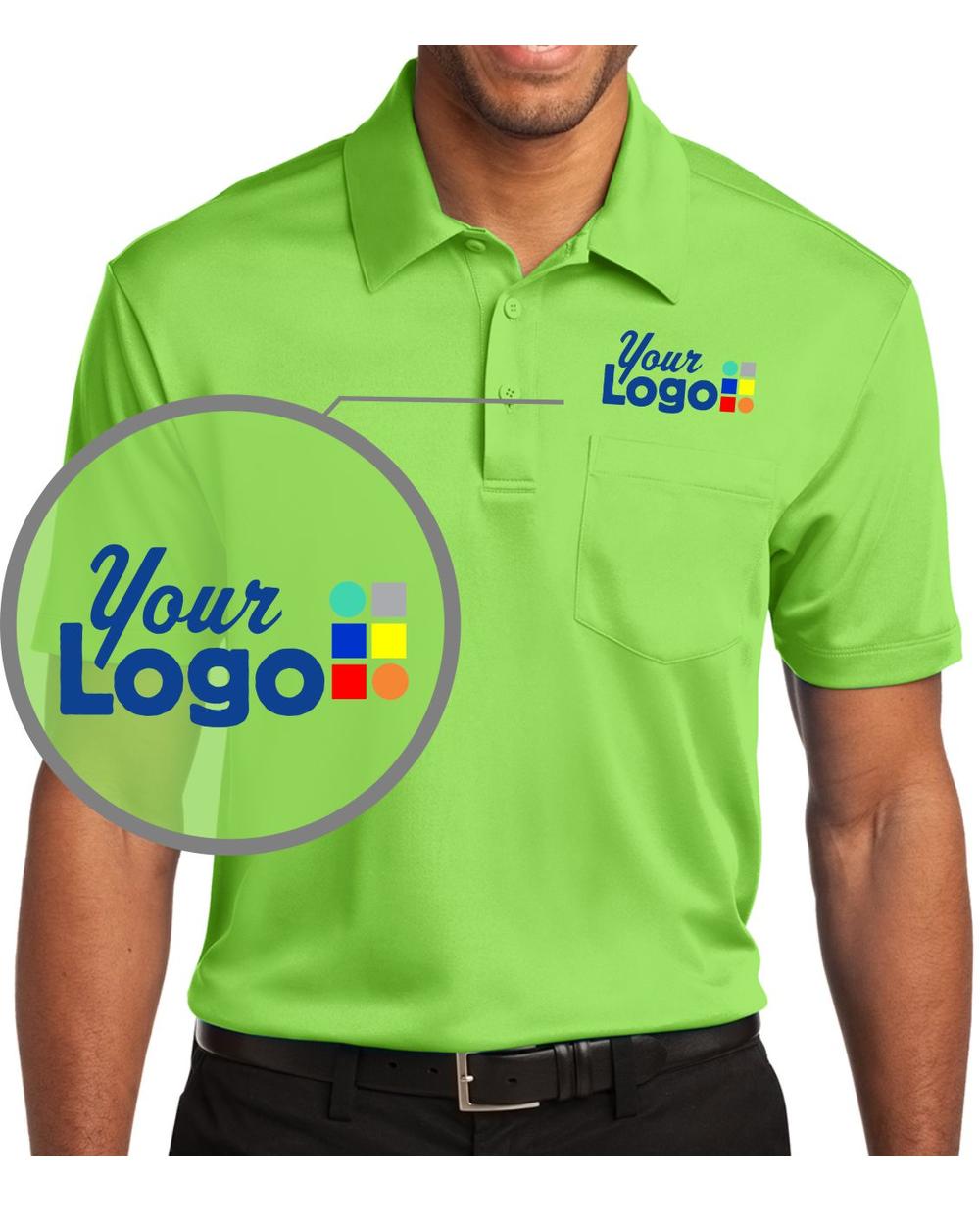 Port Authority S/S Silk Touch Pocket Custom Golf Shirt, color: Lime