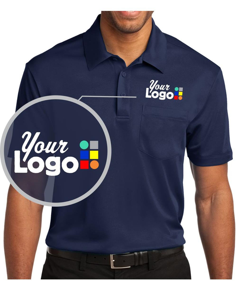 Port Authority S/S Silk Touch Pocket Custom Golf Shirt, color: Navy